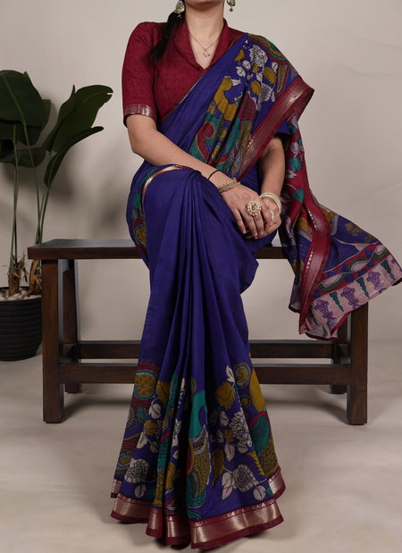 Viranshi By Ynf7048 Polyester Viscose With Kalamkari Print Saree Online Wholesale